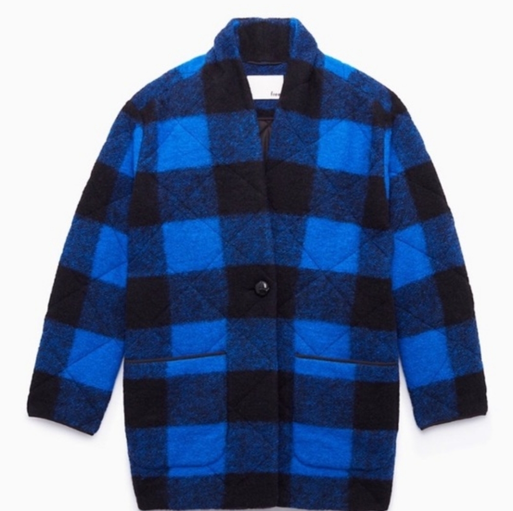 Aritzia Blue and Black Plaid Jacket